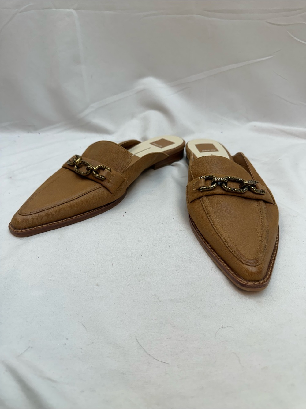 Dolce Vita Brown Pointed Toe Chain-Accent Mules 10 NEW